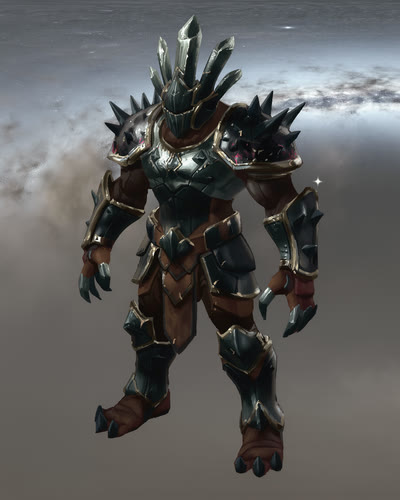 The zone 3 boss, a towering knight in black spiked armour with a crown of crystal shards.